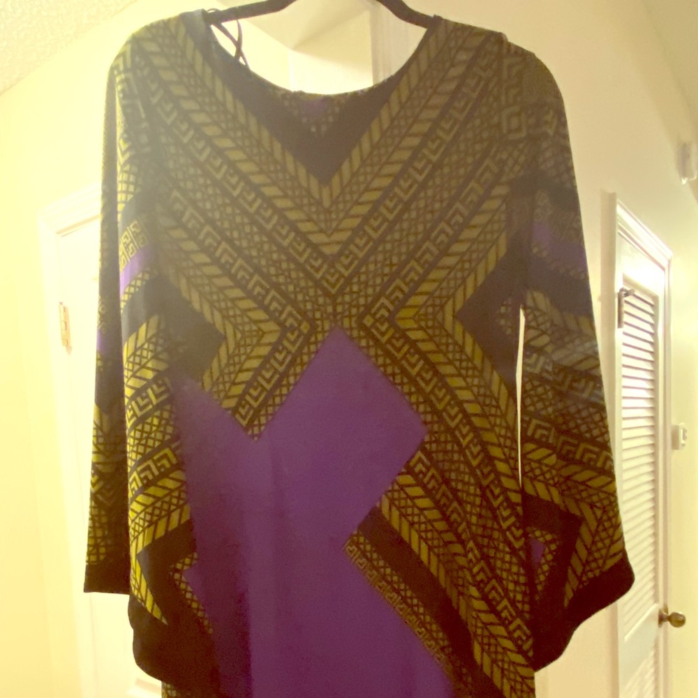 Purple and Gold Bell Sleeve Dress